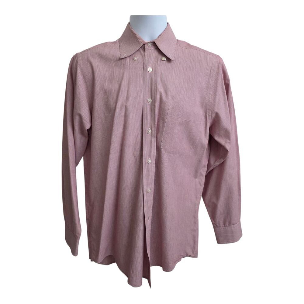 Harve Benard Bernard Holtzman Mens Dress Shirt 15 32/33 Red White Stripe Button